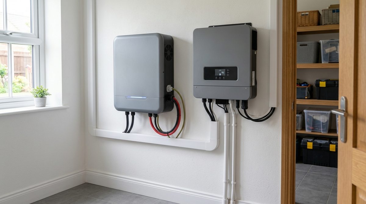 Nowoczesny litowo-żelazowo-fosforanowy magazyn energii do domu zamontowany na ścianie w czystym pomieszczeniu technicznym